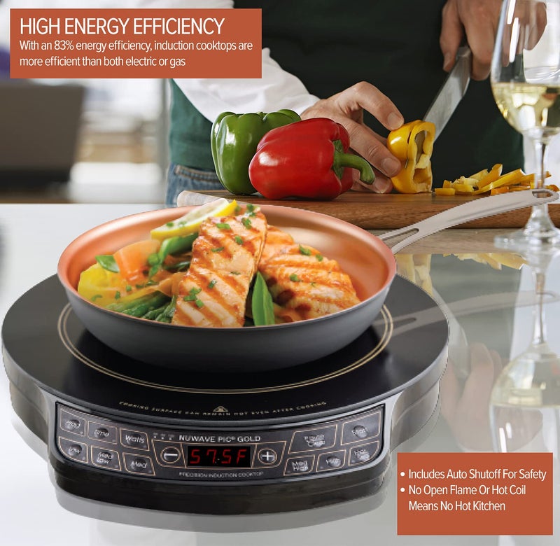 Nuwave Gold Precision Induction Cooktop, Portable, Powerful with Large 8â€ Heating Coil,100Â°F to 575Â°F, 3 Wattage Settings, 12â€ Heat-Resistant Cooking Surface - Image 3